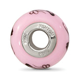 Ster.Silver Reflections Pink Hand Painted Ballerina Fenton Glass Bead